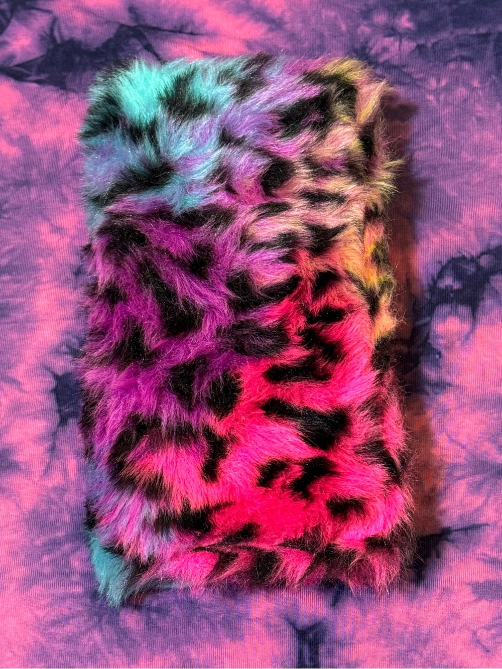 Faux Fur Colorful Leopard Print Wallet